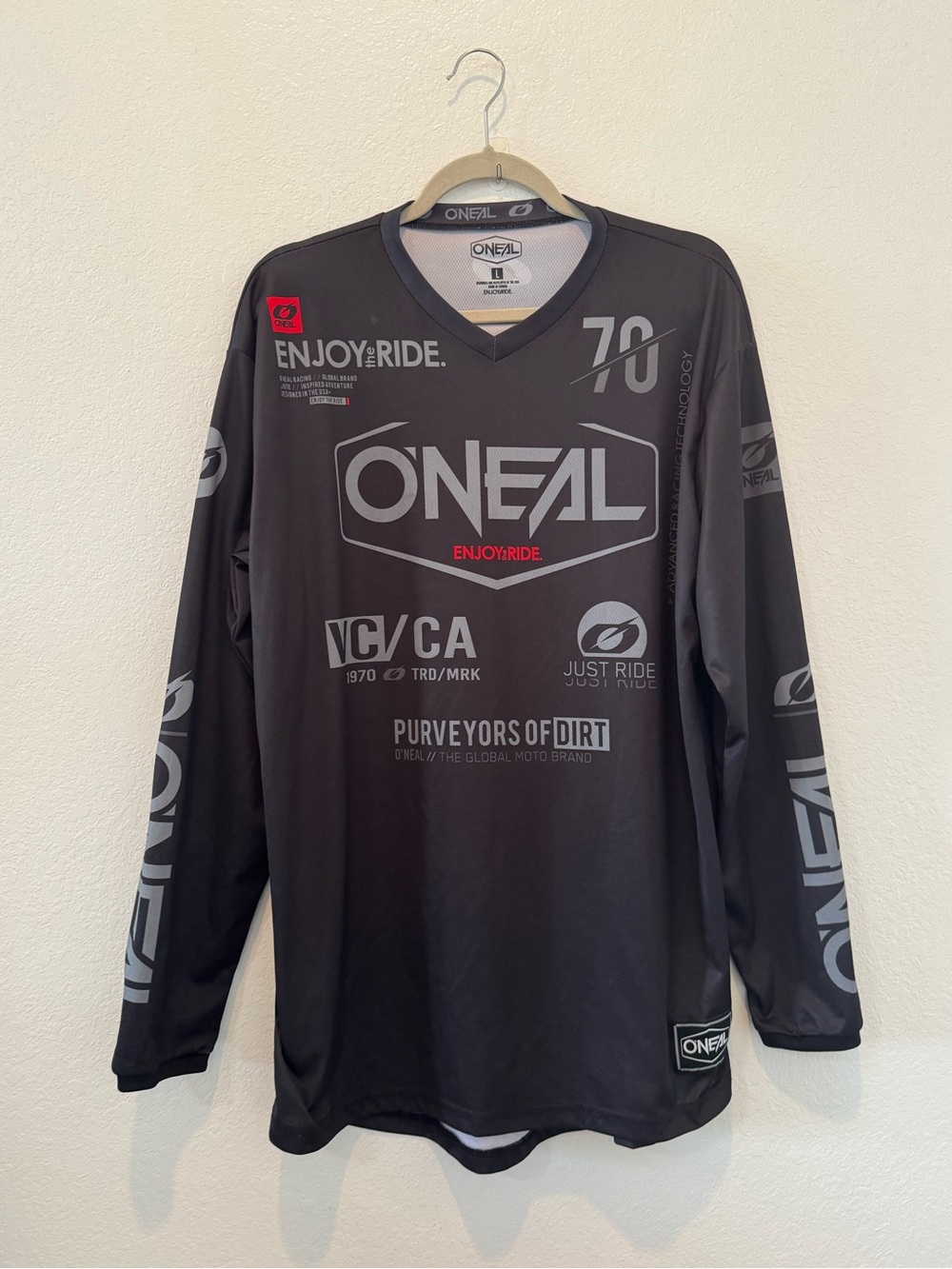 O’NEAL Element Brand Jersey Long Sleeve Black Gray Size Large Like New